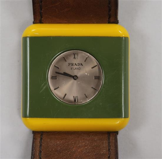 A gentlemans vintage Prada Milano wrist watch.